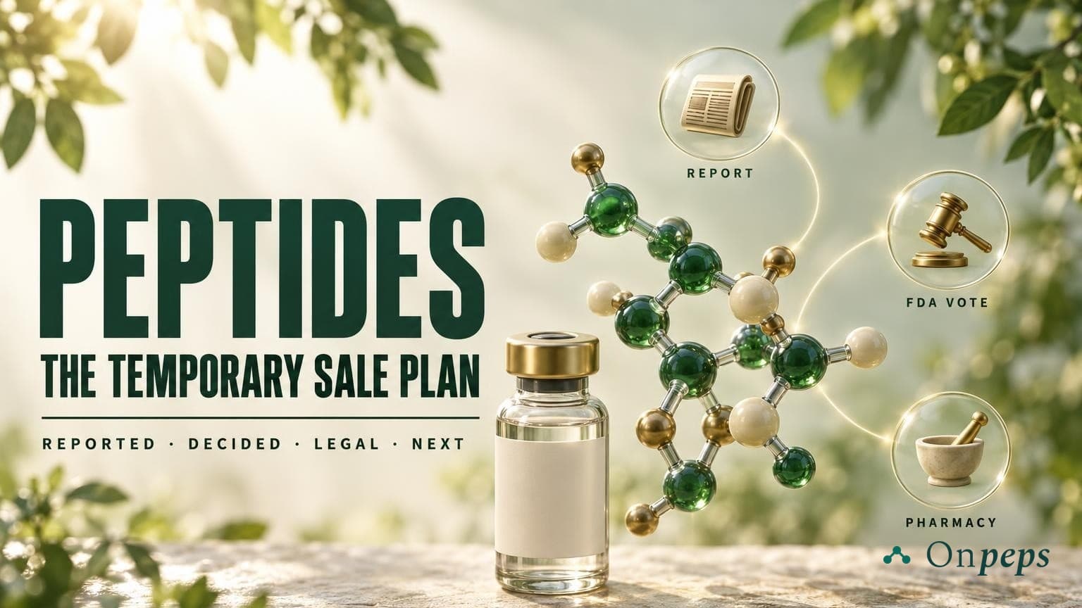 PEPTIDES: The Temporary Sale Plan — Reported · Decided · Legal · Next — by ONPEPS.COM